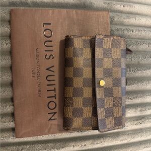 Louis Vuitton Brown and Tan Checkered Wallet